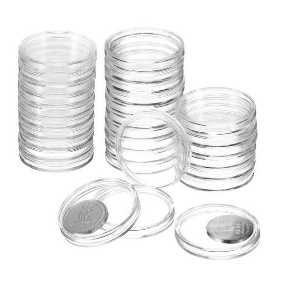Uxcell Dollar Coin Holders, Plastic Coin Capsule Coin Collection Supplies Container Clear 38mm
