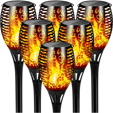 Solar Torch Light with Flickering Flame, 6 Pack Torch Solar Lights ...
