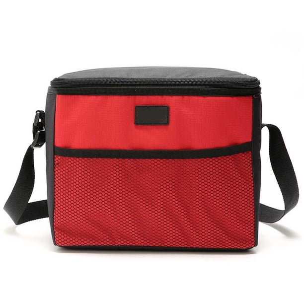 Bolsa térmica portátil de tela Oxford para almuerzo, para picnic, para llevar, para acampar al aire libre y viajar (roja)