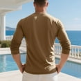 thumbnail image 5 of Domuza Mens Long Sleeve Henley Shirts Cotton 3-Button Fashion Casual Tshirts Fall Soft Comfy Solid Color Regular Fit Basic Tee Brown 3XL, 5 of 5