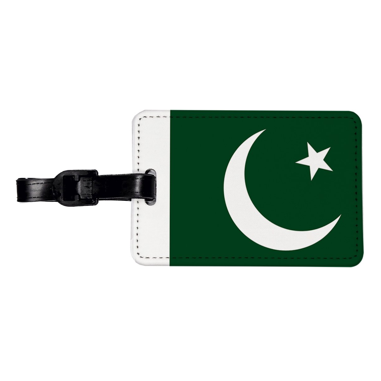 Pakistan Country Flag Faux Leather Travel Luggage Tag