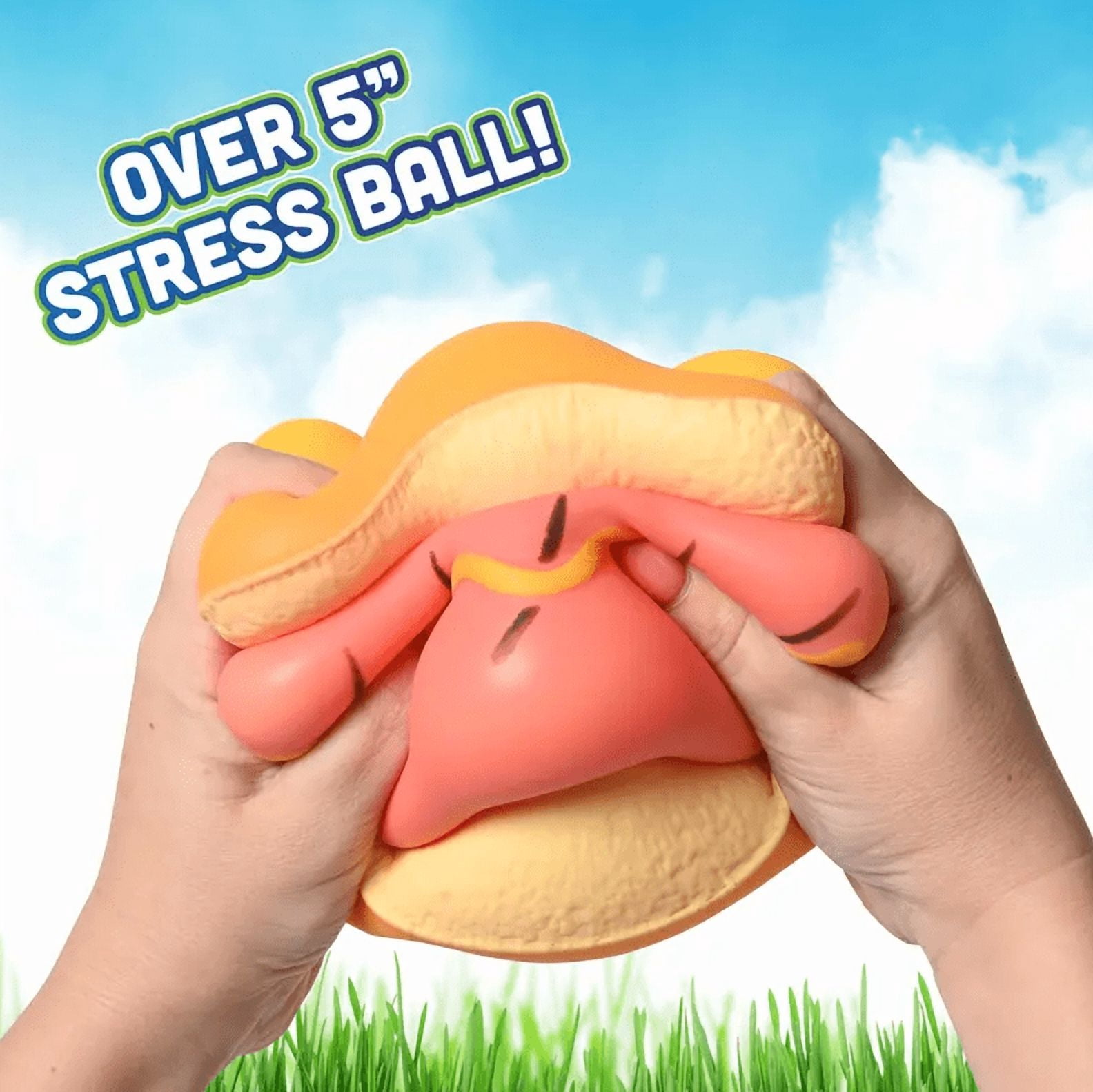 Jumbo Hot Dog Squish, 5.5 Inch Removable Bun,  2 in 1 Food Fidget Toy Funny Sensory Stress Ball for Adults and Teens
