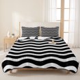 thumbnail image 3 of Twin Quilt Set 68''x86'', Black Moire Ombre Lightweight Summer Bedspread Coverlet Set with 2 Pillow Shams, Water Ripple Stripe Farmhouse Breathable All Season Quilt Bedding for Dorm/Bedroom, 3 of 9