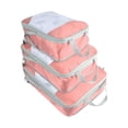 thumbnail image 2 of 3 cubos de compresión para maletas, bolsas organizadoras impermeables para maletas, organizador de equipaje para el almacenamiento diario. Rosa con malla, 2 of 8