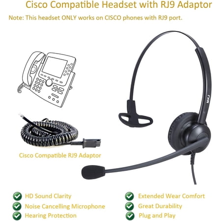 Cisco External Ringer Cisco Headset with Noise Cancelling Mic Wired Office Phone Headset for ...