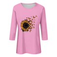 thumbnail image 4 of T-Shirt à Manches Courtes pour Femmes Seductiva Soldes de Liquidation T-Shirt à Col Rond pour Femmes Imprimé à Manches Sept Quarts T-Shirt Décontracté Haut, 4 of 4