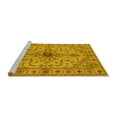 thumbnail image 2 of Ahgly Company Machine Washable Indoor Square Oriental Yellow Industrial Area Rugs, 6' Square, 2 of 4