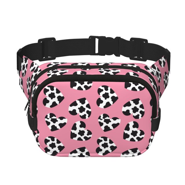 Disketp heart with cow Riñonera de Doble Capa, Bolsa de Cintura Ajustable para Viajes, Correr y Senderismo, Riñonera Ligera para Hombre y Mujer