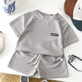 thumbnail image 2 of Rvasteizo Baby Boys Elegant Outfit Set Solid Crew Neck Short Sleeve Top Short Pant Kids Loungewear Outfit, 2 of 4