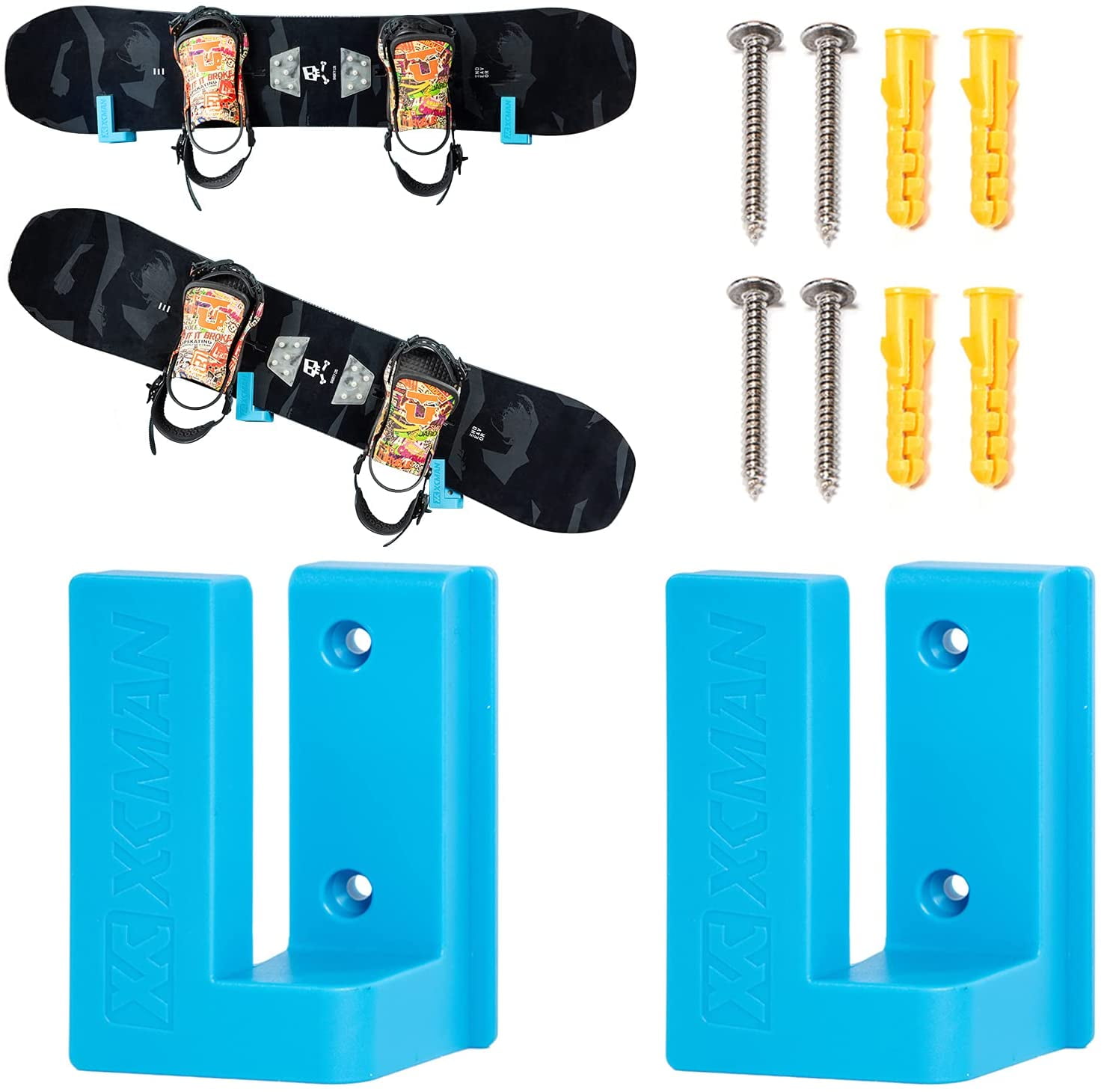 XCMAN Snowboard Skateboard Wall Mount Bullet Display Hanger Indoor Snowboard Storage Racks