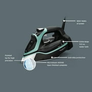 Rowenta Steam Force+ Iron for Clothes, Stainless Steel Soleplate, 1850 Watts, 400 Microsteam Holes, Garment Steamer, Black & Blue, DW9440U1