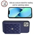 thumbnail image 4 of Allytech iPhone 14 Wallet Case with Hand Wrist, PU Leather RFID Blocking Cards Slots Shockproof Stand Feature Bumper Magnetic Closure Slim Shell Phone Case for Apple iPhone 14, Blue, 4 of 7