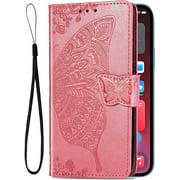 Stilluxy Compatible with iPhone 12 pro max case flip Wallet Phone Cover Butterfly Luxury Flower Thin Folio 6.7 inch