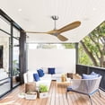 thumbnail image 3 of Noaman 60 Inch Outdoor Ceiling Fan Without Light, 3 Solid Wood Blades, Brushed Nickel, DC Motor with Remote Control, Reversible for Year-Round Use, 3 of 7