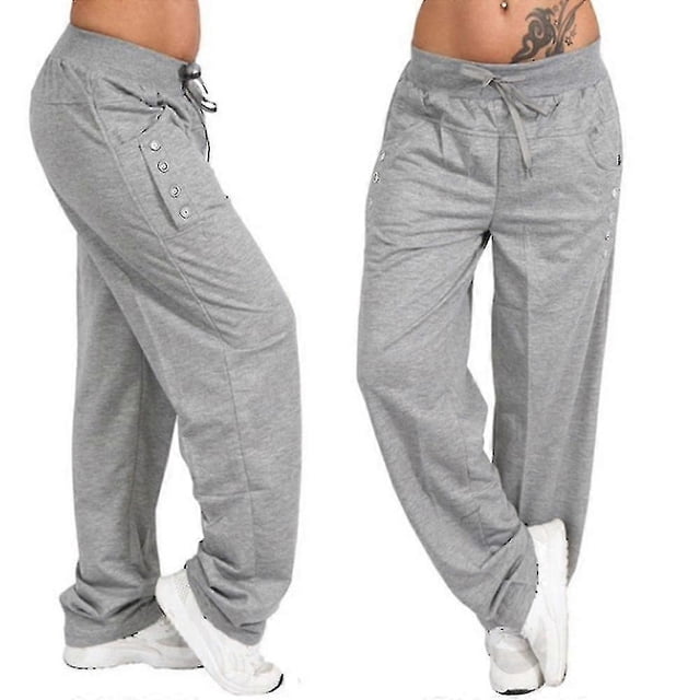 Women's Sweatpants Straight Leg Loose Running Pants Comfy Drawstring Joggers Sports Gym Trousers With Pockets Plus Size