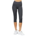 thumbnail image 2 of Juniors Active Basic Stretch Capri Length Yoga Workout Leggings (Charcoal, S), 2 of 4