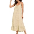 thumbnail image 2 of Aboser Womens Plaid Gingham Nightgowns Trendy Pleated Front Sleepwear Loose Round Neck Nightdress Comfy Soft Sleeveless Tank Sleep Shirts with Pockets, 2 of 6