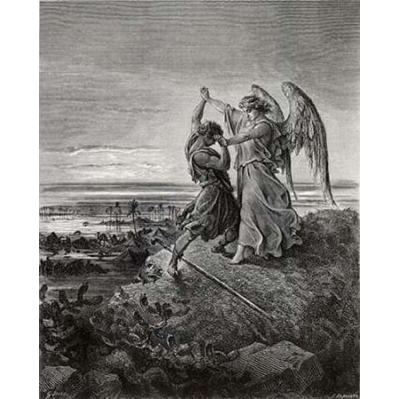 Jacob Wrestling With The Angel Poster Print by Gustave Dore