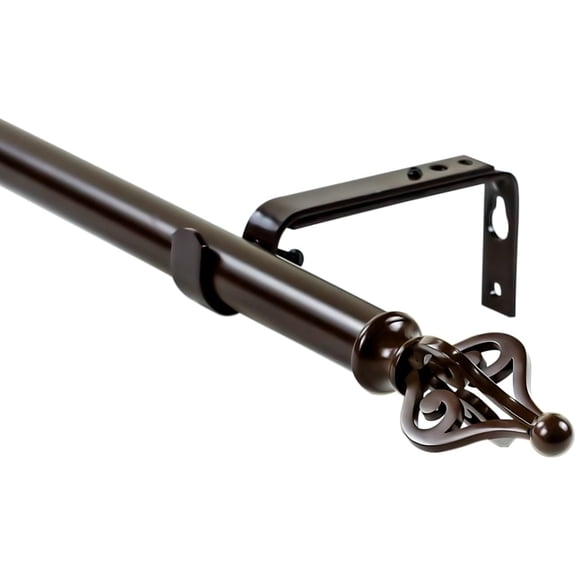 Urbanest Adjustable Single Curtain Rod Set Portia Finials – 1 -Inch Diameter, With Bronze Rod, 28–48 Inches