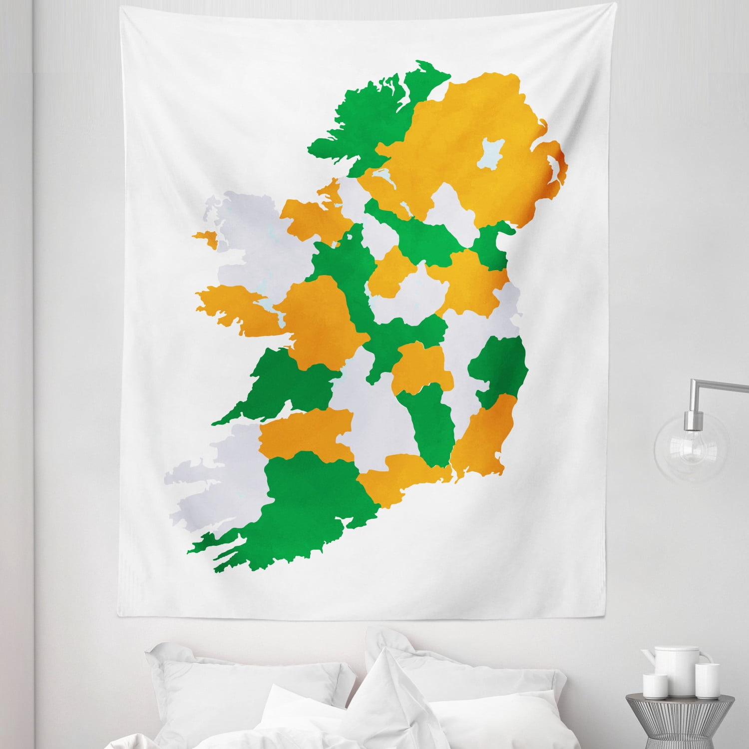 Ireland Map Tapestry, Layout of Irish Themed Informational Image with ...