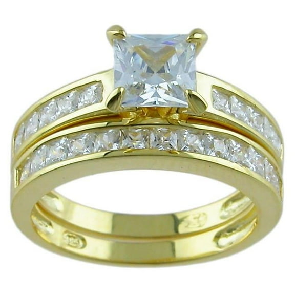 8 x 8 mm 14 kt Gold Plated 925 Sterling Silver Ring - Size 5