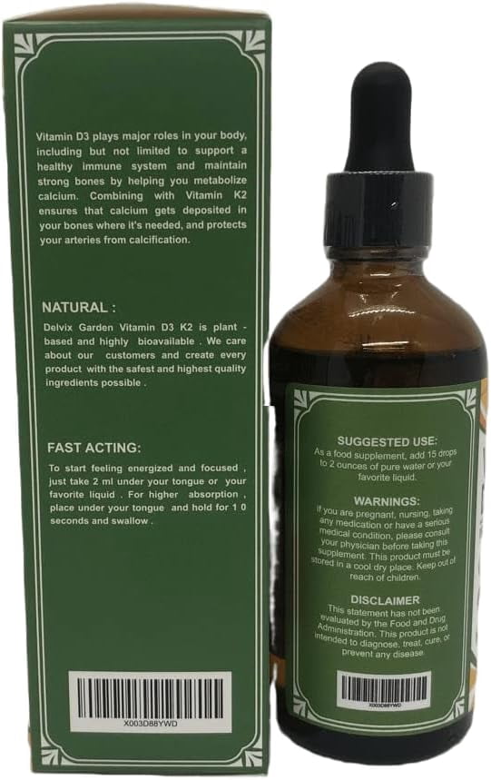 Vitamin D3 K2 Drops for Adults, 4oz – 4 oz: Liquid Vitamin D3 K2 Supplement for Immunity, Heart and Bone Health