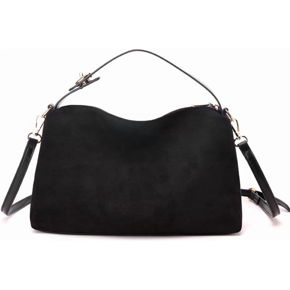 SPEKSEE Leather Suede Shoulder Bag for Women, Retro Suede Handbag Crossbody Bag, Faux Suede Hobo Tote Bag Satchels Bag