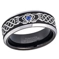 thumbnail image 1 of Claddagh Tungsten Ring - 2-Tone Beveled Tungsten Carbide Wedding Band - 0.07ct Blue Sapphire Tungsten Ring - Personalized Tungsten Wedding Ring - Custom Made September Birthstone Ring TN667CLDs8, 1 of 3