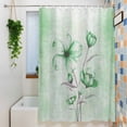 thumbnail image 3 of Green Flowers Shower Curtain, 72" x 72", Watercolor Floral Gradient Abstract Plant Waterproof Bathroom Curtain Washable Shower Curtain Set with 12 Hooks, 3 of 8