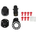 thumbnail image 1 of Round Hole Trailer Plug 7-Way Boat Truck Trailer Connector Plug Socket Bracket Set Kit Truck Trailer Connector, 1 of 6