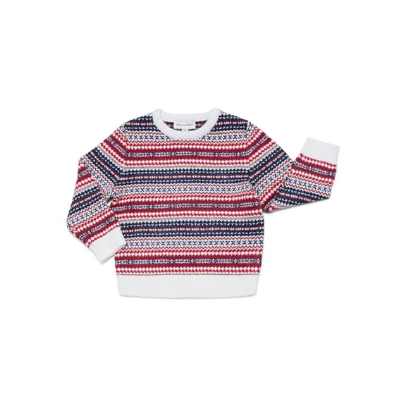 Free Assembly Boys' Matching Crewneck Sweater with Long Sleeves, Sizes XS 4/5-XL 14/16