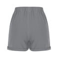 thumbnail image 5 of Summer Clearance 2025! Womens Plus Size Pants,Women's Summer Cotton And Linen Solid Color Ruffled Loose Button Shorts With Pockets, 5 of 5