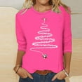 thumbnail image 2 of JURANMO Deal Of The Day Christmas 3/4 Sleeve Shirts for Women Funny Xmas Trees Graphic Tees Trendy Tops Fall Casual Crewneck Workout Tunic Blouse Hot Pink L, 2 of 4