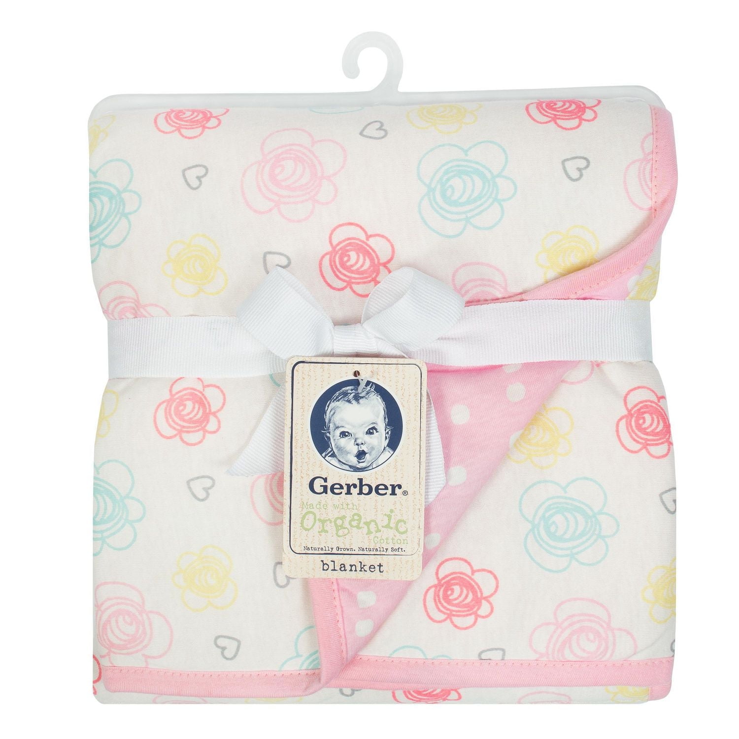 Gerber Organic 2 Ply Blanket, Flowers/Hearts