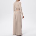 thumbnail image 4 of choiix Womens 3 Piece Athleisure Set with V Neck Wrap Top and Wide Leg Pants Versatile Lounge Tracksuit Matching Sweat Suit XS, 4 of 4