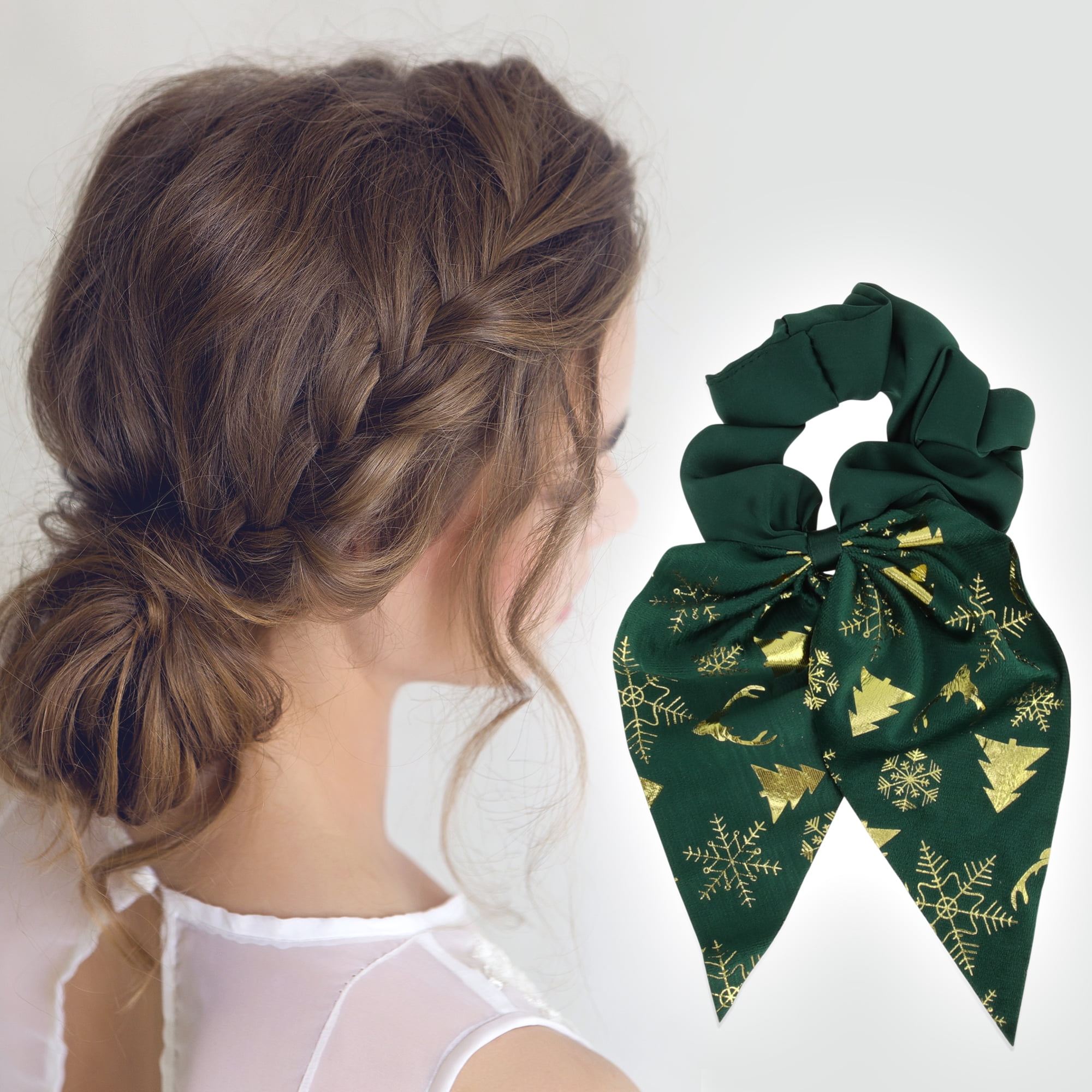 Unique Bargains Stylish Ribbon Hair Elastics Ties for Daily Use Occasions Green