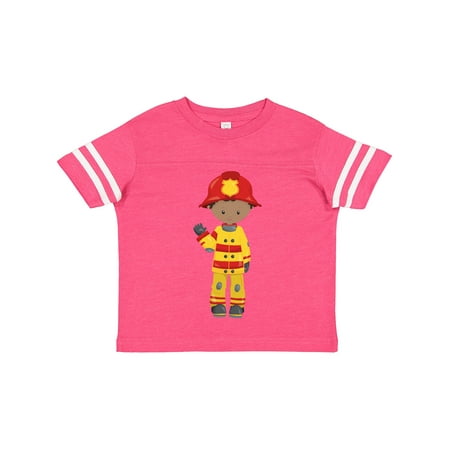 

Inktastic African American Boy Fireman Firefighter Helmet Gift Toddler Boy Girl T-Shirt