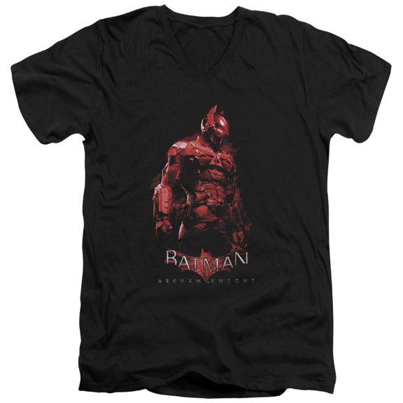 Batman Arkham Knight Knight S/S Adult V-Neck T-Shirt 30/1 T-Shirt Black