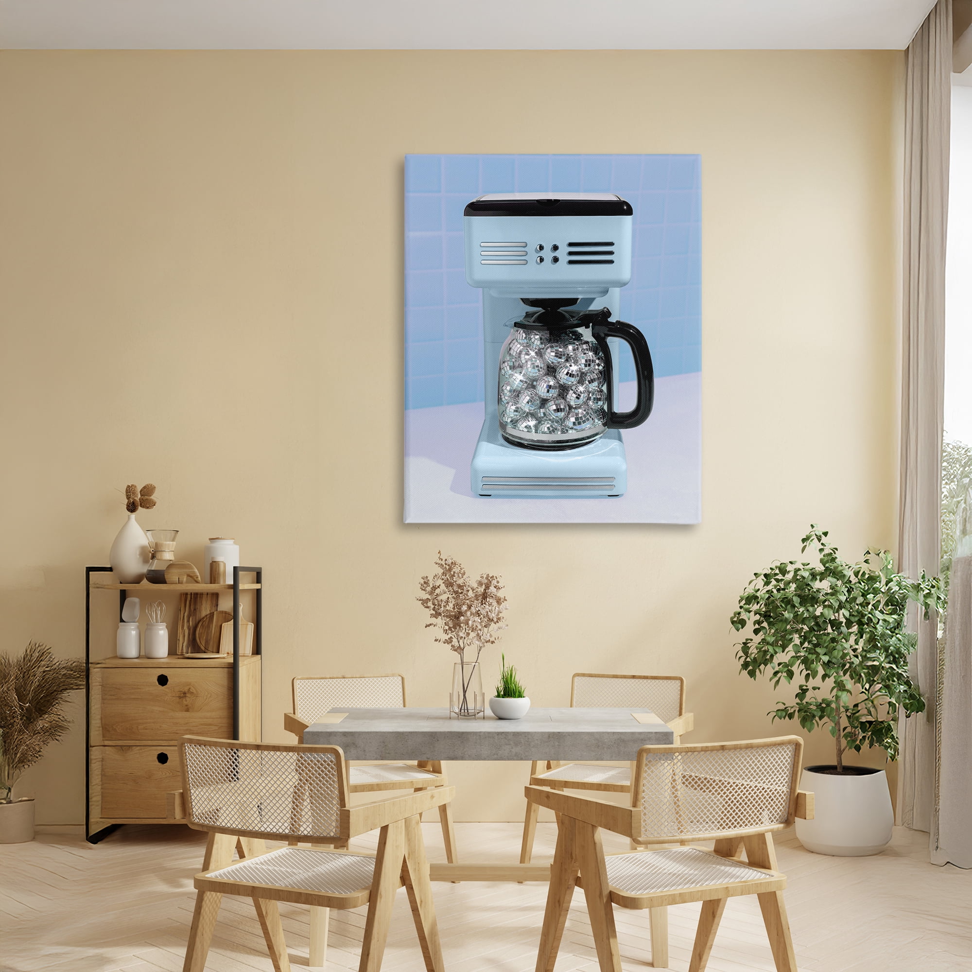Stupell Industries Disco Coffee Maker over Blue Canvas Wall Art, design by LISH Creative
