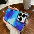 thumbnail image 6 of Compatible with iPhone 12 Pro Max Case for Women Girls,Luxury Shiny Fashion Gradient Glitter Bling Cute Clear Acrylic Plate Shockproof Watercolor Case for iPhone 12 Pro Max(Ink Blue), 6 of 11