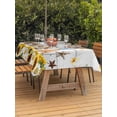 thumbnail image 3 of Outdoor Tablecloth with Umbrella Hole for Patio/Picnic/Party/Camping, Sunflowers Dog Waterproof Table Cloth Rectangle Table Cover Washable, Spring Watercolor Floral Stars Wood Grain (52"x 70"), 3 of 8