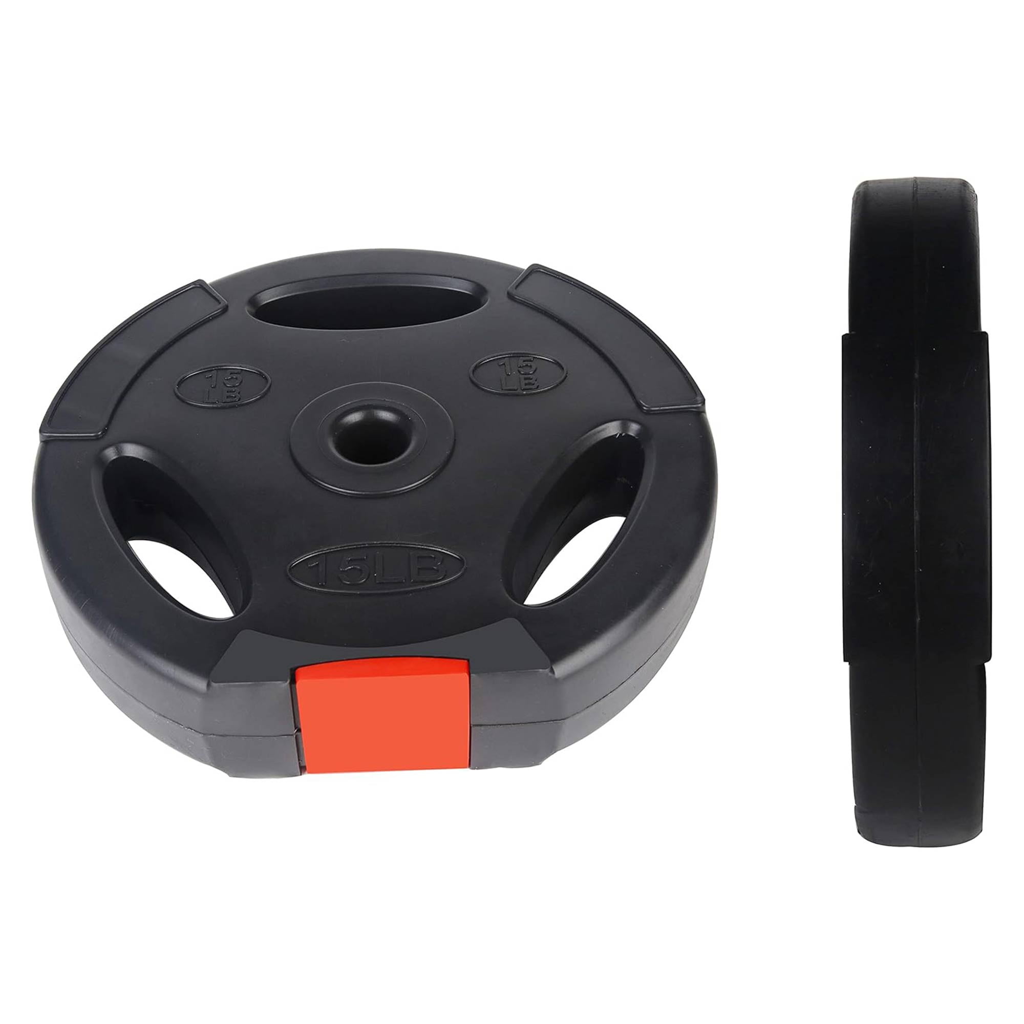 Open Box Signature Fitness Standard 15lb Coded Olympic Weight Plate, Black(2pc)