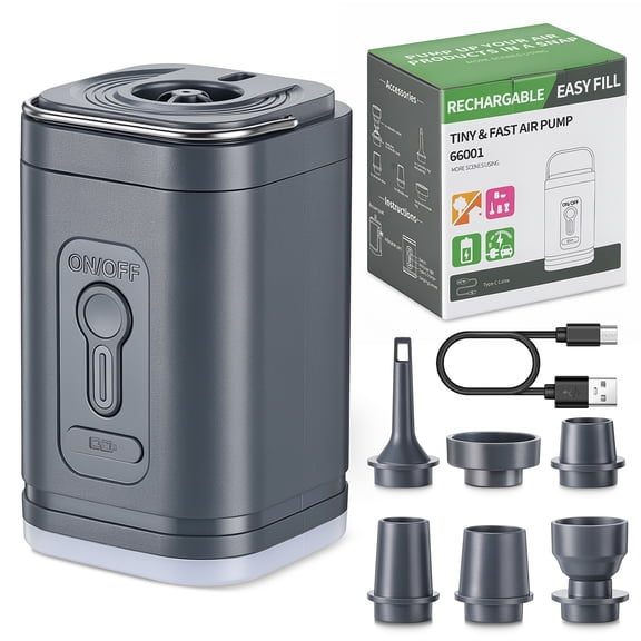 Sopito Portable Rechargeable Air Pump, USB-C Electric Inflator & Deflator for Air Mattresses, Pool Floats, Vacuum Storage Bags & Camping