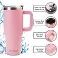 thumbnail image 4 of AQUAPHILE Insulated Tumbler with Leak-proof Lid and Straw, 40 oz Insulated Stainless Steel Coffee Mug with Handle, Travel Coffee Mug，Pink, 4 of 8