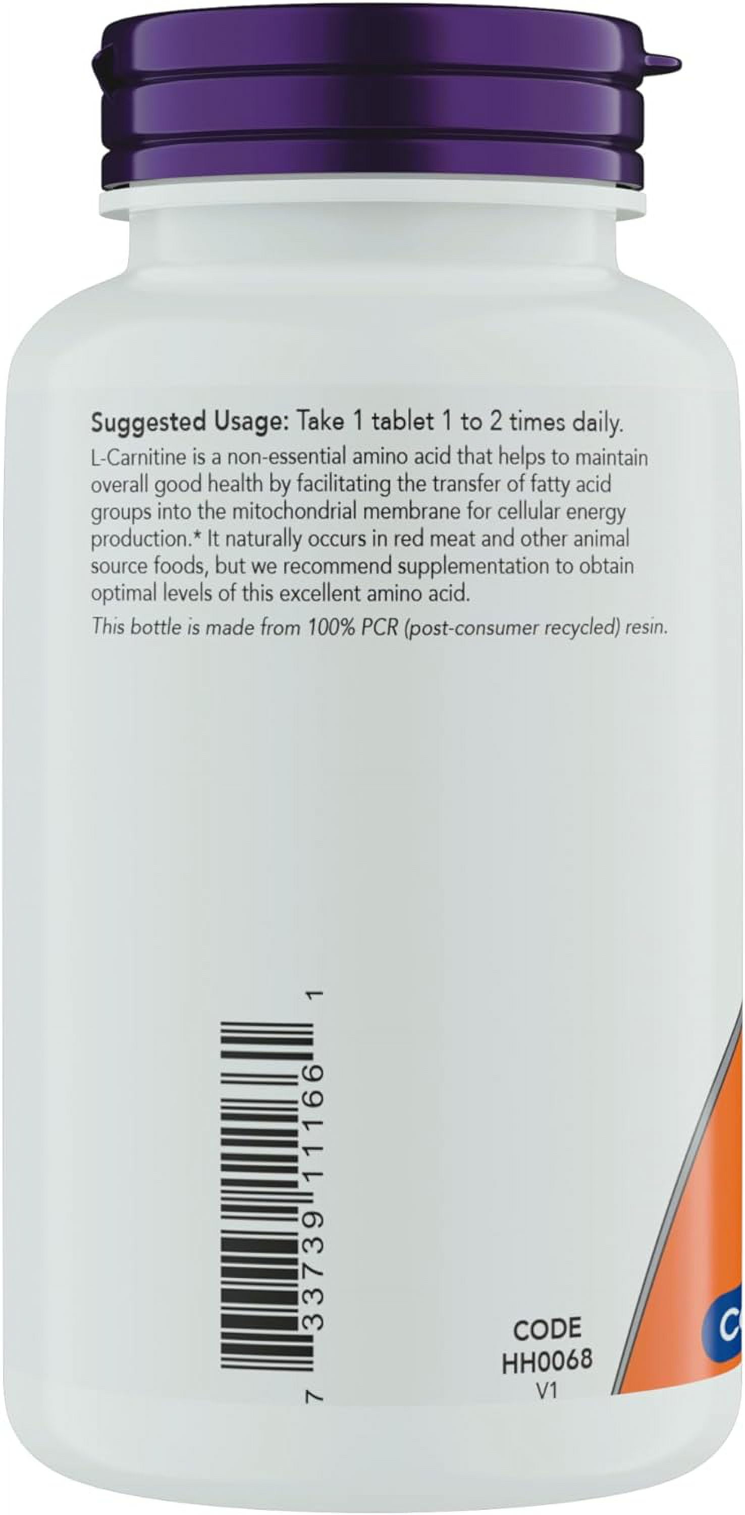 NOW Supplements L-Carnitine 1000mg, 150 Tablets, Supports Lean Muscle,  Heart, Non-GMO, Kosher, Vegan