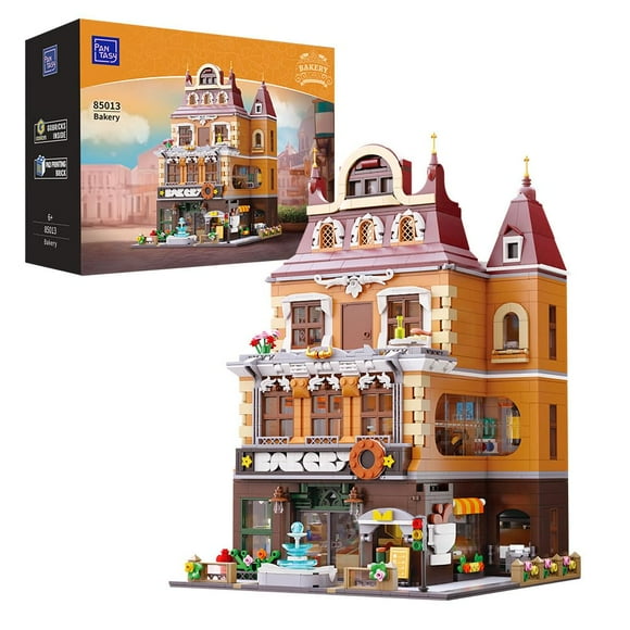 Kit de construcción PANTASY European Bakery con gimnasio y sky garden, 2663 piezas