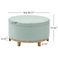 thumbnail image 6 of Christopher Knight Home 30.7" Modern Round Storage Ottoman, Fabric Upholstered with Wooden Legs, Light Green, 6 of 8