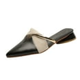 thumbnail image 3 of Women's Metallic Trim Pointed Toe Block Heel Mules Wide Width Closed Toe Casual Slide Sandals Soft Faux Leather Comfort Non Slip Outdoor Dressy Slippers, 3 of 10