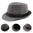 thumbnail image 3 of Fusipu Jazz Cap Wide Brim Classic Autumn Winter Stripe Design Fedora Hat for Daily Wear, 3 of 8