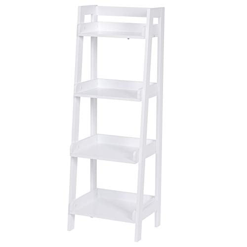 Utex 4 Tier Ladder Shelf Bathroom, White Bathroom Shelving Unit